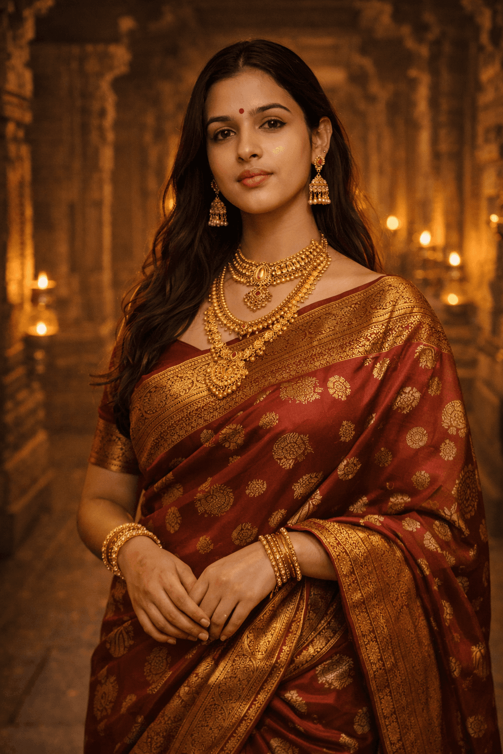 Silk Saree Temple Divine - Spiritual Elegance
